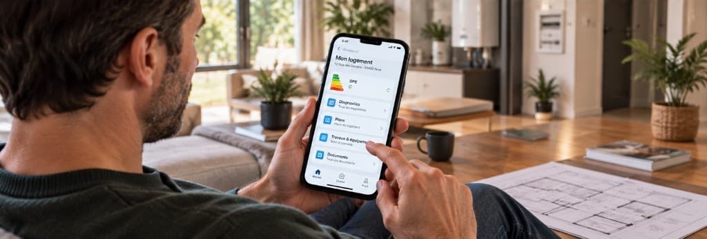 Consultation du dossier du logement depuis le navigateur du téléphone.